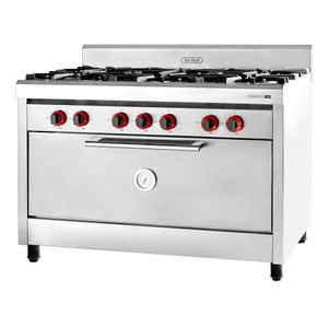 Cocina 6 Hornallas Horno Pizzero 123cm Sol Real Pta Acero