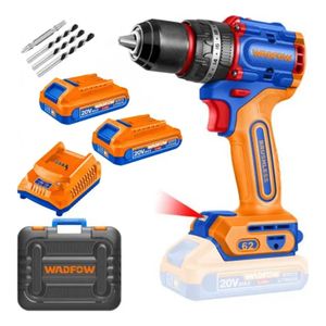 Taladro Percutor Atornillador Wadfow 20v Motor Sin Carbones Azul 50 Hz