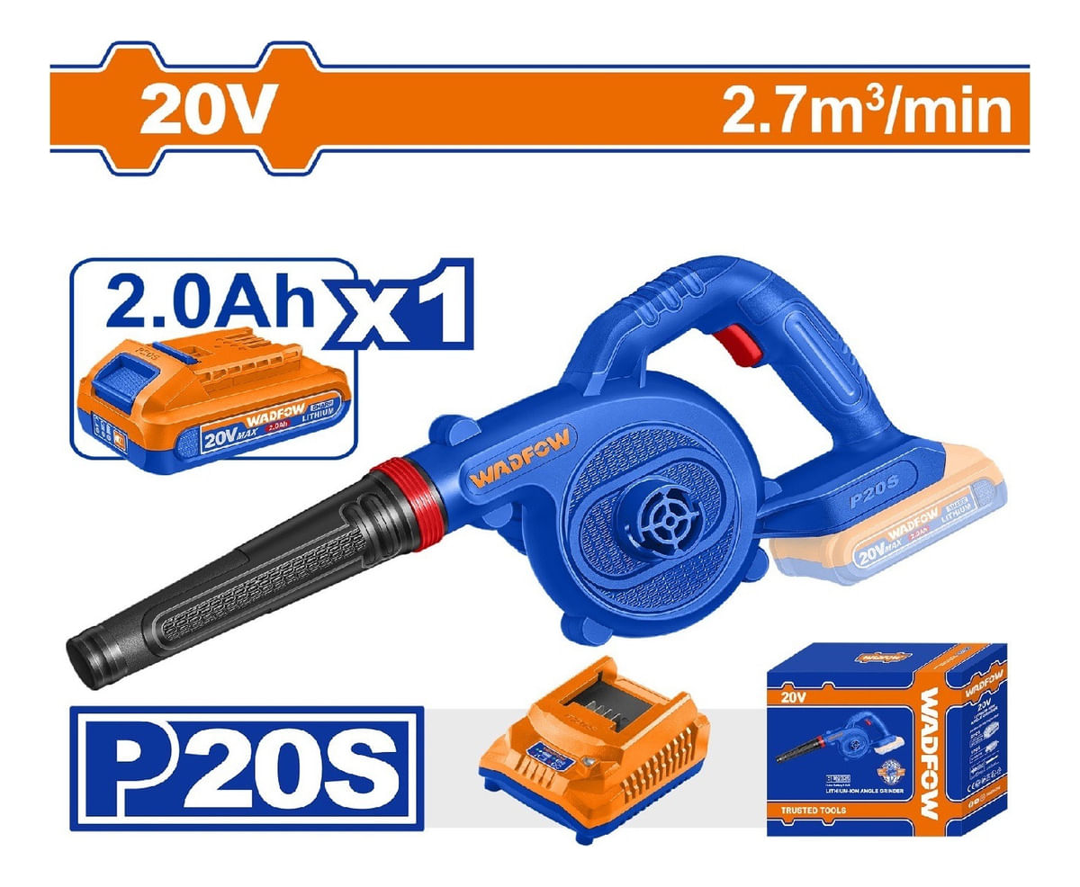 SOPLADOR INALAMBRICO 20V 18000 RPM 1 BAT. 2 AH CARGADOR WADFOW WDFWBLP5224